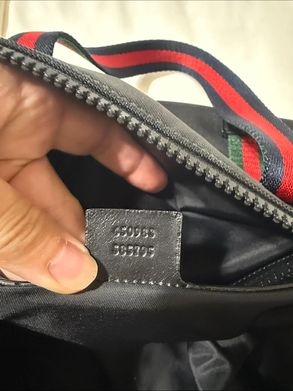 Gucci Black Duffel with Red & Green Web Straps